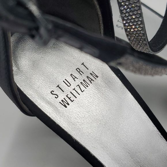 SOLD!!! STUART WEITZMAN Satin/Crystal Ankle Strap Heels - Size 7 1/2 - Picture 6 of 8